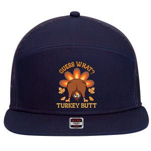 Guess What Turkey Butt Funny Thanksgiving 7 Panel Mesh Trucker Snapback Hat