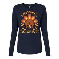 Guess What Turkey Butt Funny Thanksgiving Womens Cotton Relaxed Long Sleeve T-Shirt