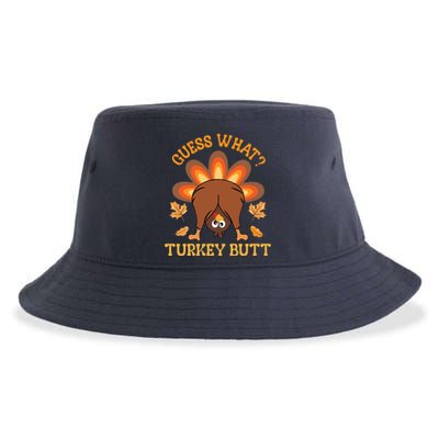 Guess What Turkey Butt Funny Thanksgiving Sustainable Bucket Hat