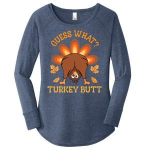 Guess What Turkey Butt Funny Thanksgiving Women's Perfect Tri Tunic Long Sleeve Shirt