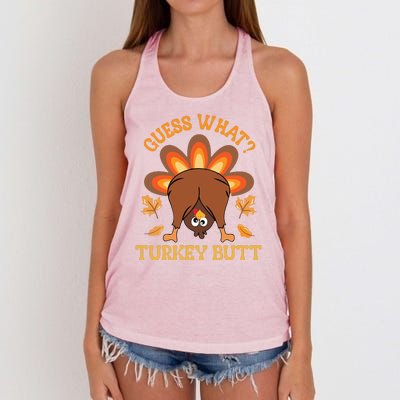 Guess What Turkey Butt Funny Thanksgiving Women's Knotted Racerback Tank