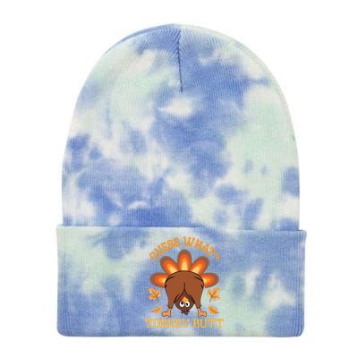 Guess What Turkey Butt Funny Thanksgiving Tie Dye 12in Knit Beanie