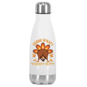 Guess What Turkey Butt Funny Thanksgiving Stainless Steel Insulated Water Bottle