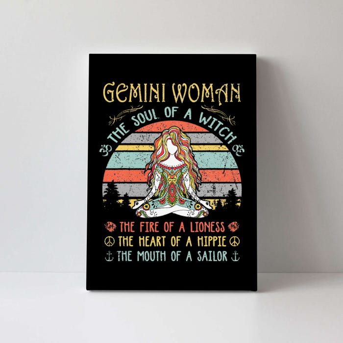 Gemini Woman The Soul Of A Witch Vintage Birthday Canvas