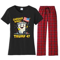 Garbage Wins Trump 47 Team Garbage For Trump 2024 Elections Women's Flannel Pajama Set