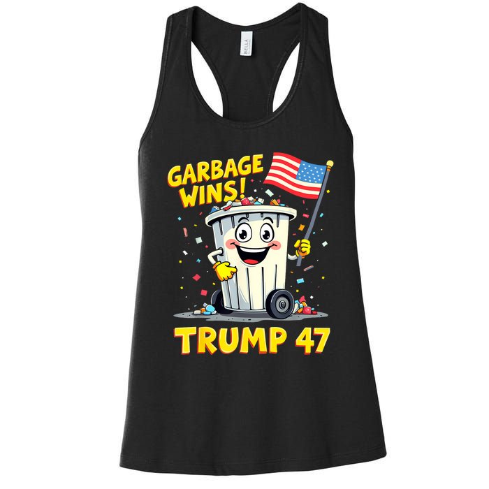 Garbage Wins Trump 47 Team Garbage For Trump 2024 Elections Women's Racerback Tank