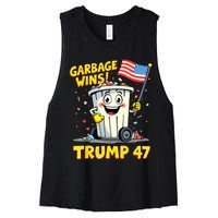 Garbage Wins Trump 47 Team Garbage For Trump 2024 Elections Women's Racerback Cropped Tank