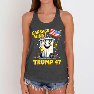 Garbage Wins Trump 47 Team Garbage For Trump 2024 Elections Women's Knotted Racerback Tank