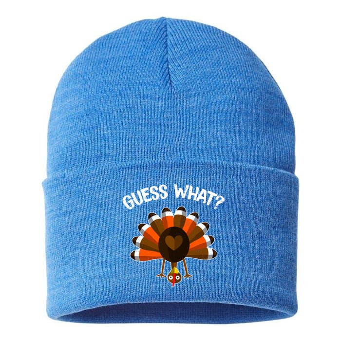 Guess What Turkey Butt Funny Thanksgiving Joke Gift Sustainable Knit Beanie