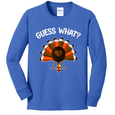 Guess What Turkey Butt Funny Thanksgiving Joke Gift Kids Long Sleeve Shirt