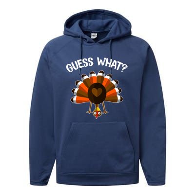 Guess What Turkey Butt Funny Thanksgiving Joke Gift Performance Fleece Hoodie