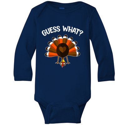 Guess What Turkey Butt Funny Thanksgiving Joke Gift Baby Long Sleeve Bodysuit