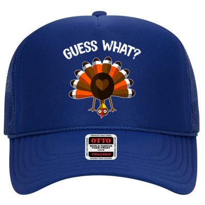 Guess What Turkey Butt Funny Thanksgiving Joke Gift High Crown Mesh Back Trucker Hat