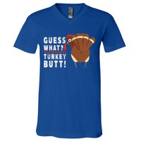Guess What Turkey Pilgrim Funny Thanksgiving V-Neck T-Shirt