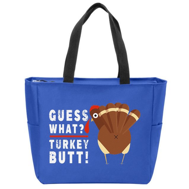 Guess What Turkey Pilgrim Funny Thanksgiving Zip Tote Bag