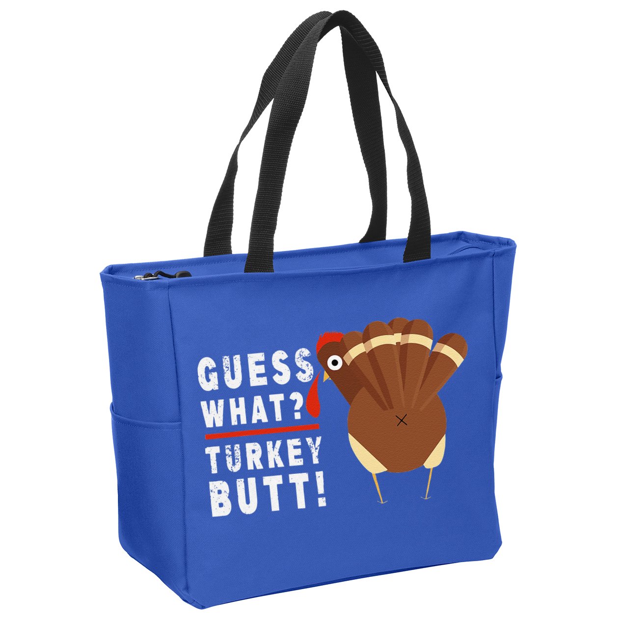 Guess What Turkey Pilgrim Funny Thanksgiving Zip Tote Bag