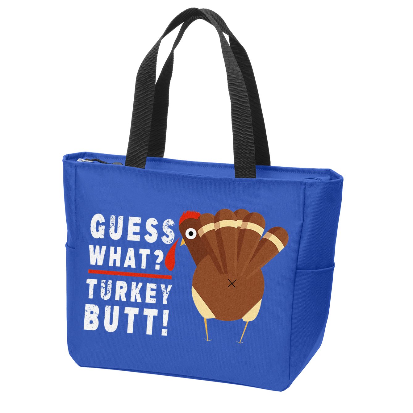 Guess What Turkey Pilgrim Funny Thanksgiving Zip Tote Bag