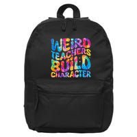 Groovy Weird Teachers Build Character Funny Teacher Tie Dye 16 in Basic Backpack