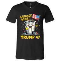 Garbage Wins Trump 47 Team Garbage For Trump 2024 Elections V-Neck T-Shirt