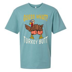 Guess What Turkey Butt Funny Thanksgiving Autumn Sueded Cloud Jersey T-Shirt