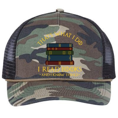 Gift With ThatS What I Do I Read Books And I Know Things Retro Rope Trucker Hat Cap