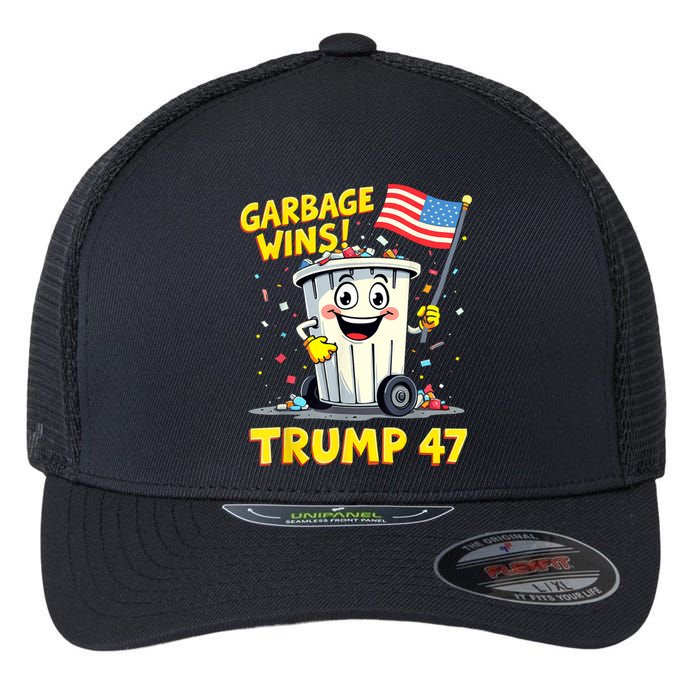 Garbage Wins Trump 47 Team Garbage For Trump 2024 Elections Flexfit Unipanel Trucker Cap