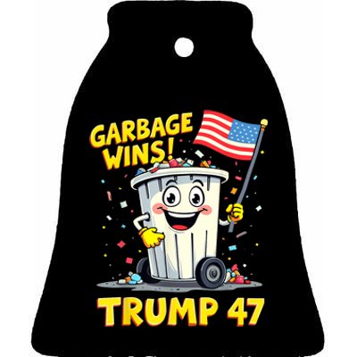 Garbage Wins Trump 47 Team Garbage For Trump 2024 Elections Ceramic Bell Ornament