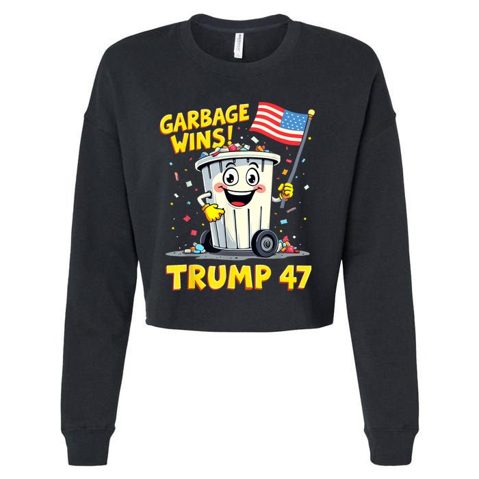 Garbage Wins Trump 47 Team Garbage For Trump 2024 Elections Cropped Pullover Crew