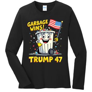 Garbage Wins Trump 47 Team Garbage For Trump 2024 Elections Ladies Long Sleeve Shirt