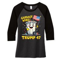 Garbage Wins Trump 47 Team Garbage For Trump 2024 Elections Women's Tri-Blend 3/4-Sleeve Raglan Shirt