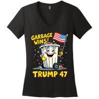 Garbage Wins Trump 47 Team Garbage For Trump 2024 Elections Women's V-Neck T-Shirt