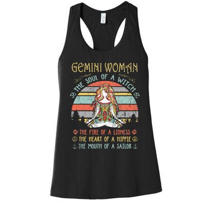 Gemini Woman The Soul Of A Witch Vintage Birthday Women's Racerback Tank