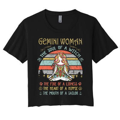 Gemini Woman The Soul Of A Witch Vintage Birthday Women's Crop Top Tee