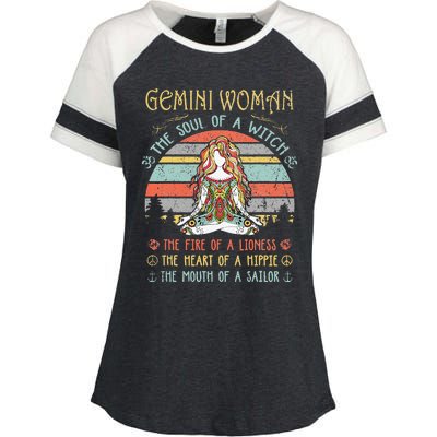 Gemini Woman The Soul Of A Witch Vintage Birthday Enza Ladies Jersey Colorblock Tee