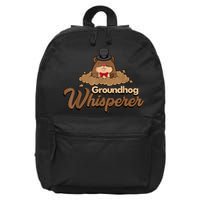 Groundhog Whisperer Tee Funny Groundhog Forecasting 16 in Basic Backpack