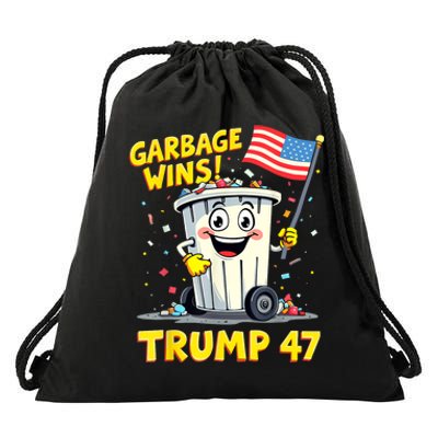 Garbage Wins Trump 47 Team Garbage For Trump 2024 Elections Drawstring Bag