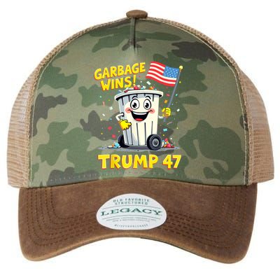 Garbage Wins Trump 47 Team Garbage For Trump 2024 Elections Legacy Tie Dye Trucker Hat