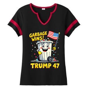 Garbage Wins Trump 47 Team Garbage For Trump 2024 Elections Ladies Halftime Notch Neck Tee