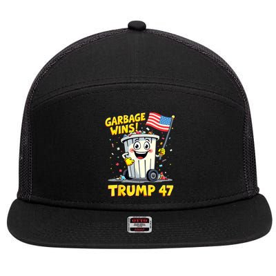 Garbage Wins Trump 47 Team Garbage For Trump 2024 Elections 7 Panel Mesh Trucker Snapback Hat