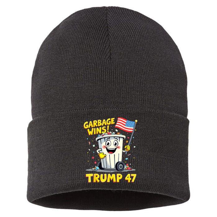 Garbage Wins Trump 47 Team Garbage For Trump 2024 Elections Sustainable Knit Beanie