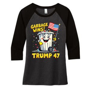 Garbage Wins Trump 47 Team Garbage For Trump 2024 Elections Women's Tri-Blend 3/4-Sleeve Raglan Shirt