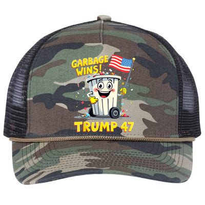 Garbage Wins Trump 47 Team Garbage For Trump 2024 Elections Retro Rope Trucker Hat Cap