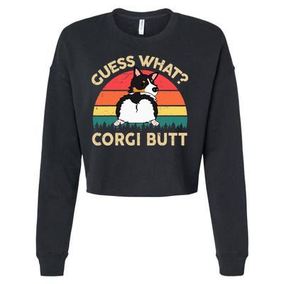 Guess What Tricolor Corgi Butt Gift For Lover Cropped Pullover Crew