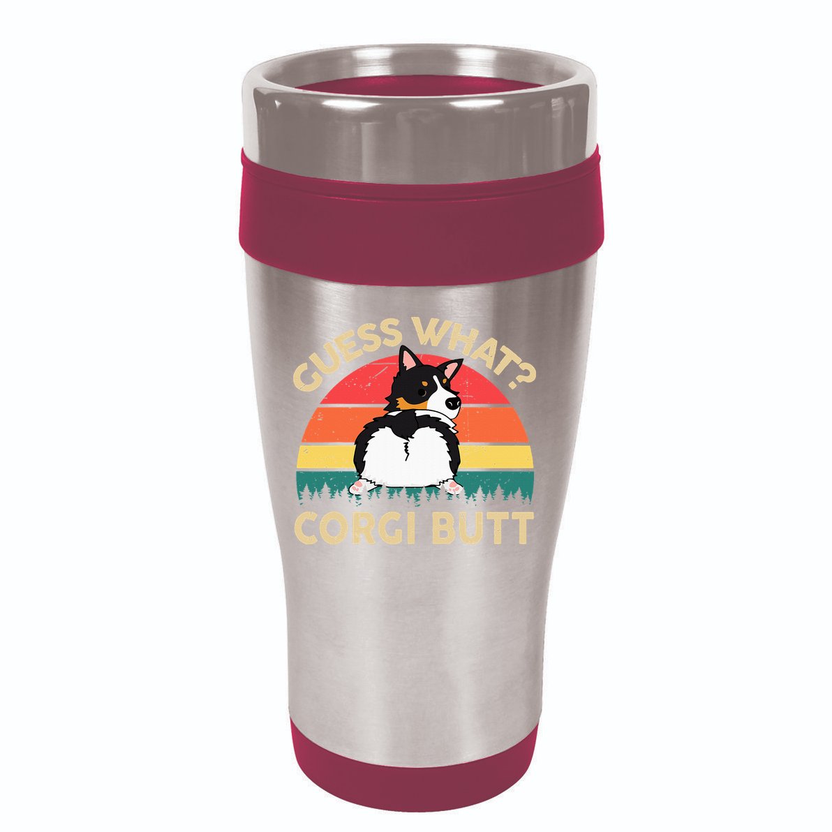 Guess What Tricolor Corgi Butt Gift For Lover 16oz Travel Tumbler
