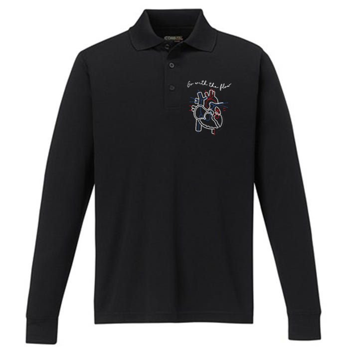 Go With The Flow Heart Performance Long Sleeve Polo