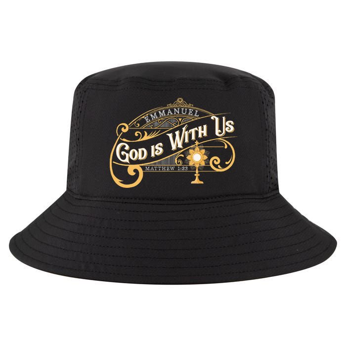 God With Us Emmanuel Matthew Eucharist Adoration Catholic Cool Comfort Performance Bucket Hat