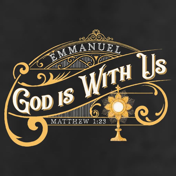 God With Us Emmanuel Matthew Eucharist Adoration Catholic Cool Comfort Performance Bucket Hat