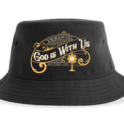 God With Us Emmanuel Matthew Eucharist Adoration Catholic Sustainable Bucket Hat