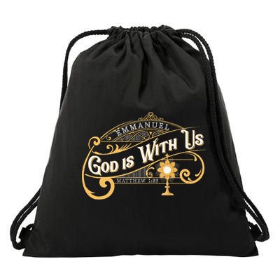 God With Us Emmanuel Matthew Eucharist Adoration Catholic Drawstring Bag