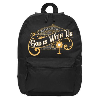 God With Us Emmanuel Matthew Eucharist Adoration Catholic 16 in Basic Backpack